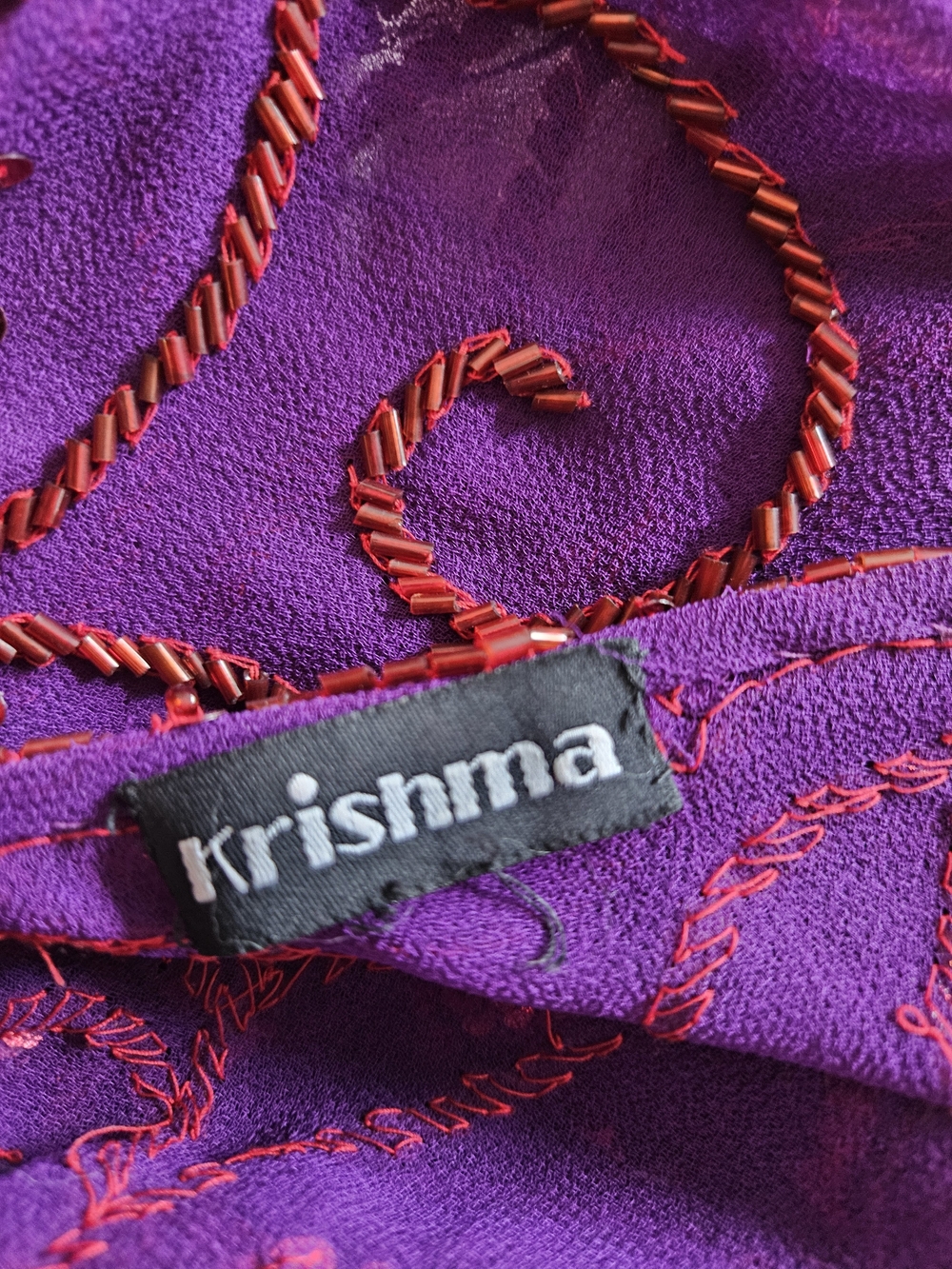 Krishma Purple Embellished Sheer Evening Cover-Up - Picture 4 of 4